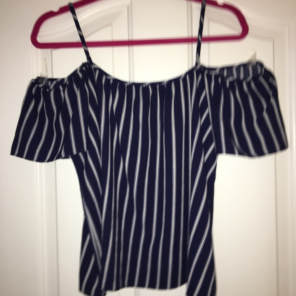 Cold shoulder striped top